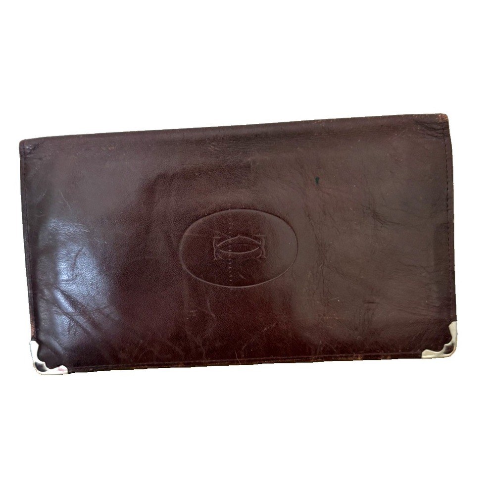 Vintage Cartier Paris Burgundy Leather Long Wallet Travel Organizer Quiet Luxury